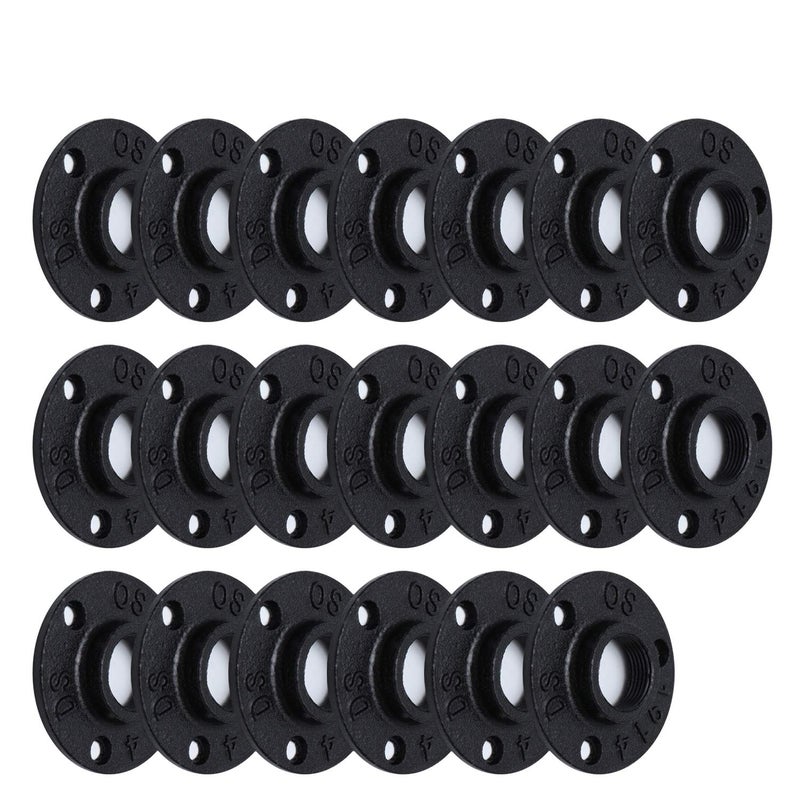 Home TZH 3/4" Antirust Black Painted Floor Flange, Malleable iron Pipe Fittings for Industrial vintage style, Flanges with Threaded Hole for DIY Project/Furniture/Shelving Decoration (20, 3/4") - Image 1